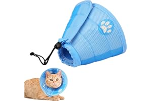 HEATAIL Halskrause Katze Einstellbarer, Halsband Katze Wiederherstellung, verhindert das Lecken von Wunden, Halsband weich schützende Cone Schutzkragen für Katzen, Welpen, kleine Hunde (S)