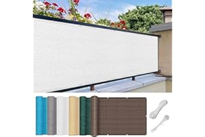 SUNLIMEI Pantalla para Balcón 80 x 350 cm Protección de Privacidad Opaca Balcon Jardín Protección Privacidad con Ataduras de Cables y Cuerda para Barandillas de Balcón, Terraza y Jardín, Blanco