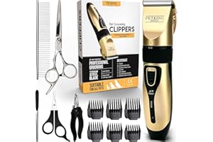 PETKING PREMIUM PetKing Tosatrice Professionale per Cani – Kit di Toelettatura Premium per Cani e gatti con Pelo Folto, Tosatrice per Animali Domestici Silenziosa e Senza Fili, Tagliacapelli a Bassa Rumorosità