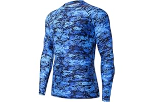 HUGE SPORTS Men's Splice UV Sun Protection UPF 50+ Skins Rash Guard Long Sleeves