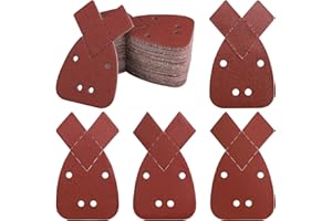 PMIQSA 100 Stück Mouse Schleifpapier Maus Detail Schleifblätter 93x168mm 20 x Körnung 40/80/120/240/400 Schleifdreiecke Klett für Black und Decker Detail Palm Sander