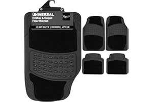 Nyxi 4 Piece Rubber Car Mat and Carpet (Front + Rear) Car Mat Floor Mat Universal Non-Slip Heavy Duty for Cars SUV Truck and VAN, Water Proof, All Weather