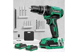 BETENST Cordless Hammer Drill 21V, Power Drill Set with 2 Batteries 2.0Ah, 25+3 Torque, 42N.m Max LED Light, 20pcs Bits Battery Drills for Home DIY Project