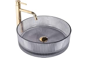 Rea LAVABO SOBRE ENCIMERA INGRID GRIS Lavabo de Baño 40 x 40 x 13 cm Vidrio (Transparente)