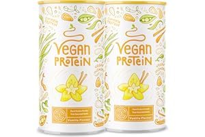 Alpha Foods Vegan Protein - VANILLA - Wegańskie białko w proszku z ryżem, soją, grochem, chia, słonecznikiem i pestkami dyni - 1,2kg w proszku