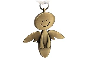 FABACH Portachiavi con angelo custode Smile – Elegante ciondolo a forma di angelo in metallo – regalo portafortuna, patente di guida auto – guida con attenzione, Bronzo antico, 1 pezzo