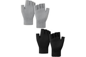 VZV 2 Paar fingerlose Strick-Handschuhe für Damen & Herren, warme Winterausführung