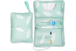 NesriToy Baby Windeltasche mit Wickelunterlage - Wickeltasche für unterwegs mit viel Platz, Kleine Wickeltasche mit elastische(22 * 18cm)