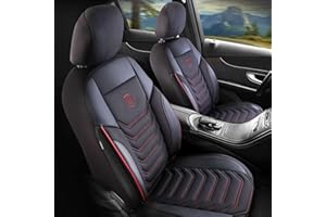 GIOVANNI BUTTI Autositzbezüge Universal für PKW & SUV - Premium Vordersitze Auto Sitzbezug aus Piqué-Stoff, Schwarz-Rot, Airbag-Kompatibel Sitzauflage, Autoschonbezug, Vordersitz-Set inkl. Montageset