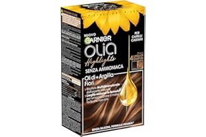 Garnier Olia Highlights, jusqu'à 4 niveaux d'éclaircissement, pour cheveux bruns, formule avec huiles de fleurs + argile, formule végétalienne, sans ammoniaque