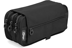 office box Estuche Triple con Tira para Trolley con 3 Grandes Secciones Interiores y Cierre de Cremallera Individual, Horario e identificador (Negro)