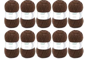 Gründl Lana Lisa Premium uni Hilo de tejer 100% poliacrílico, Hilo para tejer/ganchillo 50 g / 133 m, 10 bolas, Tamaño de la aguja 3,5-4,5; Castaño