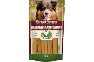 SmartBones Huesos Masticables - Snack masticable con pollo para perros, huesos de textura blanda, sin cuero crudo, 5 piezas