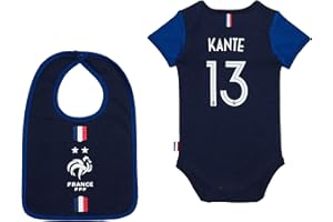 Equipe de FRANCE de football Body + Bavoir FFF bébé N'Golo KANTE - Collection Officielle