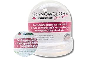 ‎SNOWGLOBE FOR YOU - DO IT YOURSELF Photo Snow Globe Large | Contents Pastel Glitter | with 2 x Picture | Transparent Base | Width 9 cm, Height 8 cm | Photo Gift | 50001