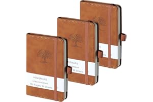 HOMEMARS libretas A6, juego de cuadernos de 3 piezas, cuaderno pequeño, bloc de notas de 14,4 cm x 9,6 , marrón, 192 páginas, cuaderno, cuaderno de bolsillo, diario de viaje, cuaderno de cuero，pocket notebook