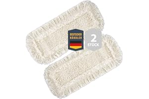 ELES VIDA Juego de dos fundas de recambio de funda de mopa de algodón para soporte plegable de fregona de 40 cm, fregona limpiaparabrisas para revestimientos de suelo como suelos laminados de madera auténtica