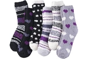 Blu Ninfee Thermal Fluffy Socks for Womens, Ladies Bed Cosy Christmas Fuzzy Thick Warm Socks for Winter Home Sleep Floor