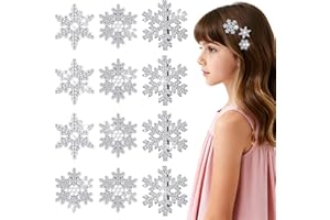 MELLIEX 12 Pezzi Fermagli per Capelli Fiocco di Neve, Accessori per Capelli Natalizi Set Forcine Natalizie con Strass Lucidi per Ragazze Donna