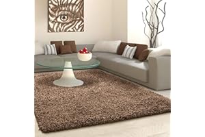 VICEROY BEDDING SHAGGY RUG Rugs Living Room Large Soft Touch 5cm Thick Pile Modern Bedroom Living Room Area Rugs Non Shed (Brown, 120cm x 170cm (4ft x 6ft))