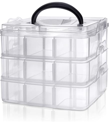 Guangcailun 6 contenitori in plastica trasparente per perline, mini contenitori con coperchio, per piccoli oggetti, perline, pillole, gioielli, artigianato (6,4 x 4,4 x 2 cm