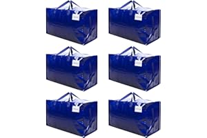 VENO Pack de 6 Bolsa Organizadora Gruesa de Gran Tamaño con Asas Fuertes y Cremalleras para Viajes, Transporte,Universitario, Mudanza, Camping, Embalaje, Esenciales para la Casa (Azul, Pack de 6)