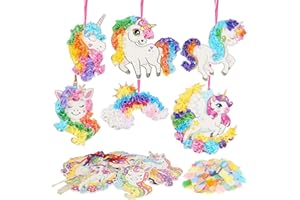 DATIFF 12 Stück Einhorn Bastelset Kinder Unicorn Handmalerei für Kinder Kreativsets Bastelhandwerk zum Basteln Poke Art DIY Toys mit Pailletten für Mädchen Junge Weihnachten Geburtstag Geschenk
