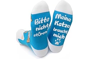 ANOTION Lustige Socken Für Tierliebhaber, Originelle Geschenke Für Katzenliebhaber, Baumwollsocken, Rutschfeste Socken, Wintersocken Für Damen Und Herren