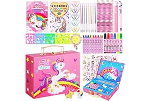 TCJJ Unicorn Painting Set 66Pcs Malset Mädchen 4-12 Jahre mit Einhorn-Aufbewahrungsbox,Malkoffer für Kinder Mit Einhorn-Malbuch, Einhorn Geschenke für Mädchen, Weihnachtsgeschenke