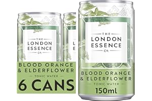 The London Essence Co. Blood Orange & Elderflower Tonic, Premium Cocktail Mixer, 150ml, Pack of 6 cans, No Artificial Colours Preservatives or Flavours, Low Calorie