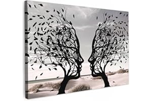 MuchoWow© Stampe Su Tela 120x80 cm Quadro Soggiorno Quadri Camera Da Letto Moderni Accessori Salotto Poster Da Parete Con Cornice DecorazioneSpiaggia - Mare - Persone - Albero - Arte moderna