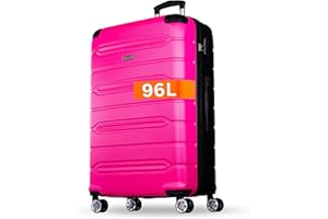 NOWI Medium Hard Shell Suitcase - 62.7L Volume - 8 Wheels 360° Rotatable - Lightweight ABS Suitcase with Combination Lock & Telescopic Rods - Travel Suitcase, Hand Luggage Suitcase, Trolley, Pink, XL