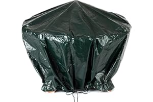 LIVIVO Heavy Duty Round Fire Pit Cover – Waterproof Outdoor BBQ & Firepit Protector with Drawstring, UV-Resistant Tearproof Rain Shield – Fits Firepits Up to 84cm Diameter (Green)