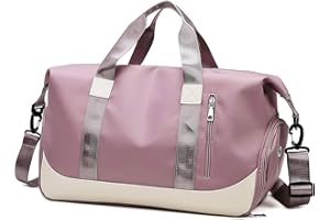 Tokeya Sac de Sport Femme Fille avec Compartiment Chaussure et Poche Humide, 40L Pliable Sac de Voyage, Impermeable Sacs Fourre Tout Leger Sac Weekend à Bandoulière pour Fitness Piscine Sport, Violet