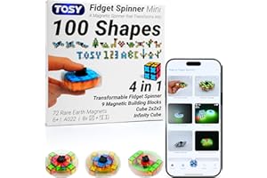 TOSY Magnet Fidget Spinner Mini - 8 blocks, 3 in 1 Toy: Transformable Fidget Spinner, Infinity Cube, 2x2 Puzzle Cube, Christmas Stocking Stuffers Gift for Kids/Adults, STEM Sensory Stress Relief Toy