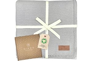 ‎DIKOS DIKOS® Babydecke grau aus *100%* GOTS BIO Baumwolle | weiche 4 Jahreszeiten Decke Strickdecke für Baby Mädchen/Junge | Kuscheldecke Schmusedecke | Baby Erstausstattung Neugeborenen Geschenk zur Geburt