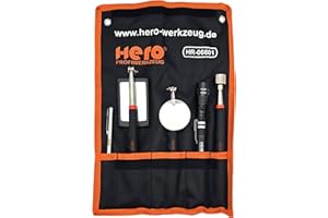 ‎HERO PROFIWERKZEUG Hero 5er Teleskop Werkzeug Set LED Magnet Magnetheber LED-Taschenlampe 20 lb und 1.5 lb Aufnahmewerkzeuge Quadratisch/Runder Inspektionsspiegel und Teleskopgriff 360 Drehbar für Extra Beobachtung