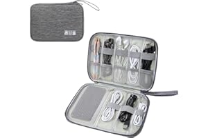 Tunejoy Bolsa de Cable de Viajes Estuche para Electrónicos Accesorios Portátil Bolsa Organizador Cables Impermeable para USB Disco Flash Cargador 24x16,5x1,8 cm Gris