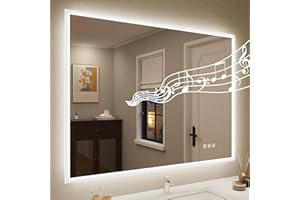 STARLEAD Specchio-Bagno-con-Luce 60x80 cm, Specchio-Bagno-LED con Bluetooth, Antifog, Dimmerabile, 3 Colori Luce, Memoria, IP44 Vetro Temperato Specchiera-Bagno, Orizzontale/Verticale, Angolo Retto