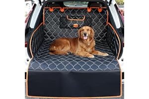 KYG Protector Maletero Coche Perro con Protección Parachoques Largo, Cubre Maletero Coche Negro+Naranja, Impermeable, Antideslizante y Resistente 215 x110cm