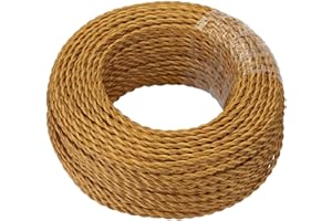 GreenSun Cavo elettrico in tessuto per lampada, cavo in tessuto rivestito in tessuto, cavo di alimentazione a 2fili, 2 x 0,75mm², intrecciato singolarmente, accessorio per lampada fai da te, 20m, oro