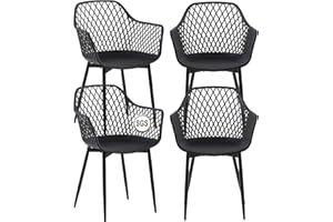 ‎BUYBYROOM buybyroom Gartenstühle 4er Set,Outdoor Sessel Skandinavisch,Balkonmöbel Loungesessel Outdoor für Kleiner Balkon,Terrassenstühle 120kg Belastbar,Schwarz