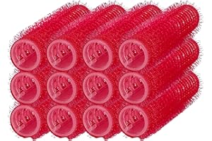 ‎PONIK'S PROFESSIONAL PONIK'S PROFESSIONAL - Haarrollen Lockenwickler, Lockenwickler Selbsthaftend Set, Haar Roller 12 Stücke, Haarrollen Locken 13mm, Selbst Griff Locken - rot