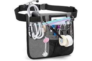 CURMIO Krankenschwestertasche, Gürteltasche für Krankenschwester, Medizinische Bauchtasche, Taillentasche mit verstellbarem Gürtel für Krankenpflege Zubehör, LEERE TASCHE, Grau