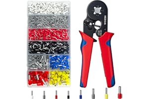 KELAV Set di Pinza Crimpatrice Capicorda,con 1800pcs Capicorda Elettrici a Crimpare,0,25-10mm²,Pinza e Puntalini Elettrici a Crimpare per Auto e Installazioni,Cavi