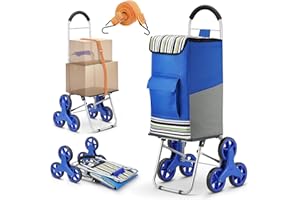 WINKEEP Popolic Chariot De Courses, 2 en 1 Poussette de Marché 75l & Sac de Chargement Super 50kg avec Bonus Cordon élastique, Qui Allège Le Travail pour Escalier -6 sans Bruit Roues Caddie Courses