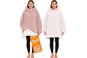 CalmyLIFE Hoodie Decke mit Ärmeln - Sherpa Wende Deckenpullover Oversize Kuscheldecke zum anziehen Kuschelponcho für Damen Herren XXL Poncho Blanket Pullover