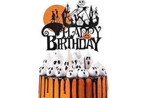 SYKYCTCY 1 Pack Halloween Happy Birthday Cake Topper Glitter Halloween Wizard Ghost Pumpkin Cake Pick Decoration for Ghost Wizard Witch Pumpkin Autumn Themed Cake Decoration Birthday Party Supplies