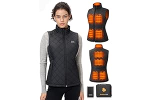 Sevdiea Heizweste Damen mit Powerbank 16000mah 7.4v, Leichte Gesteppte Beheizte Weste Damen, Elektrisch Wärmeweste, Für Skifahren,Motorradfahren,Outdoor-Aktivitäten