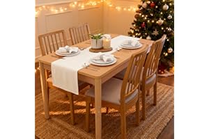 ‎ENCASA Encasa XO Table Runner Größe 32x230 cm | Baumwoll -Leinwand Stoff | Weiss Solid Color | Waschbarer und dauerhaft